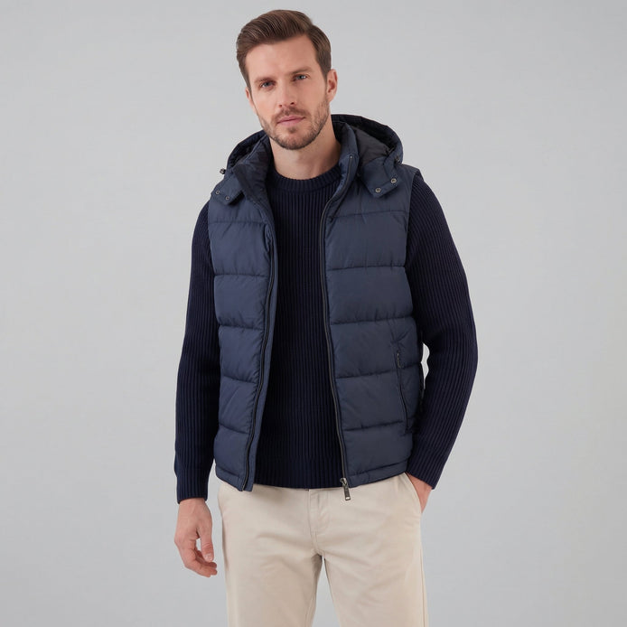 Herren Gepolsterte Bodywarmer Weste Mit Kapuze