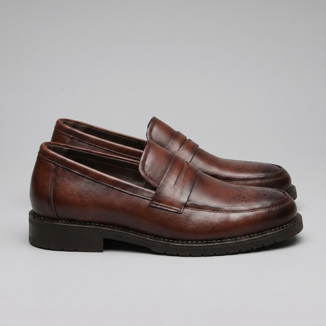 Herren Penny Loafers mit Brogue Details