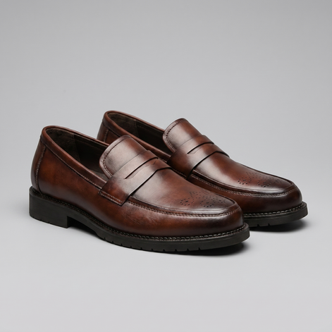 Herren Penny Loafers mit Brogue Details