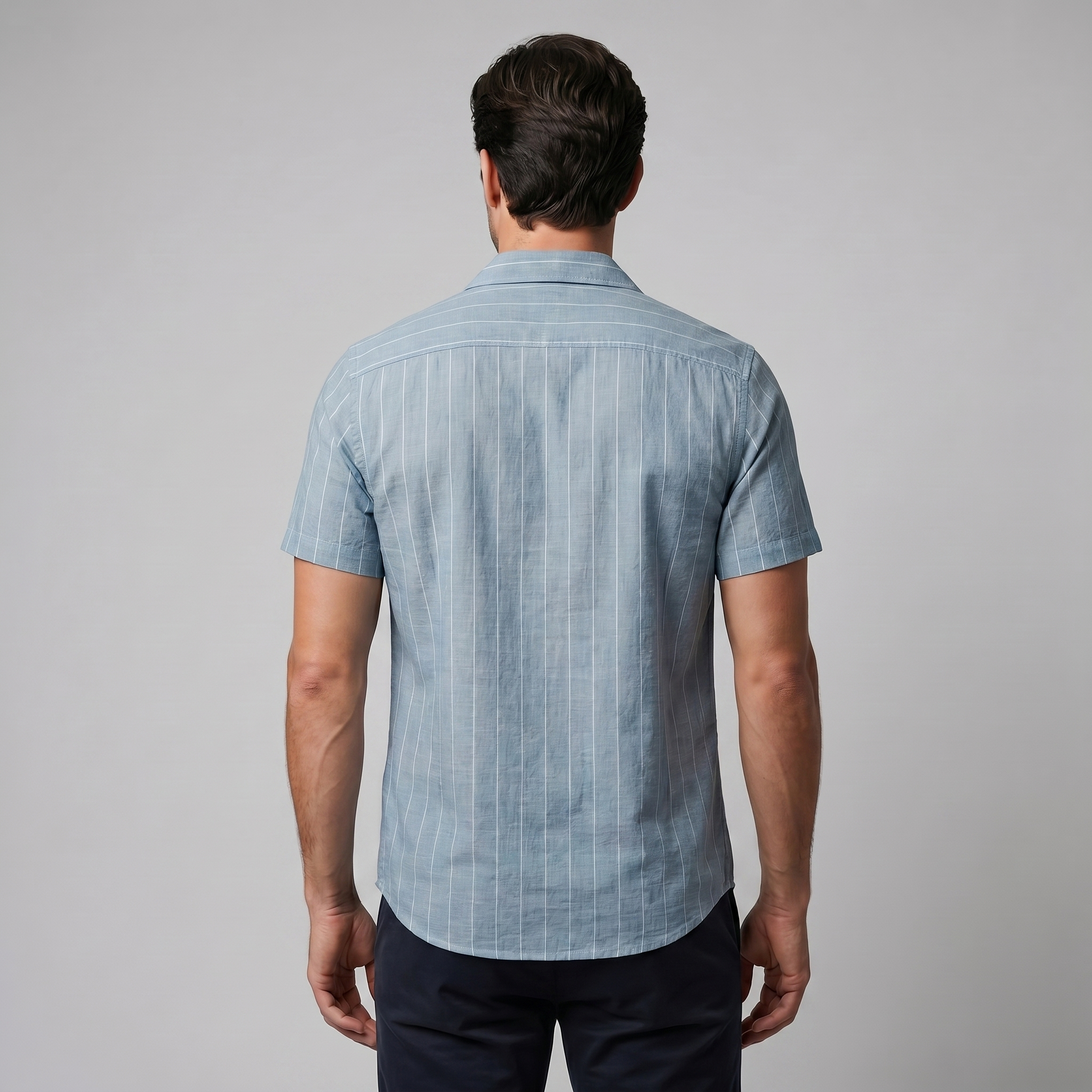 Herren Pinstripe Kurzarm Camp Hemd