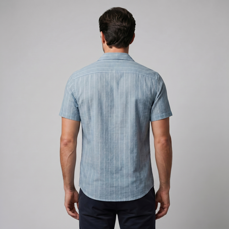 Herren Pinstripe Kurzarm Camp Hemd