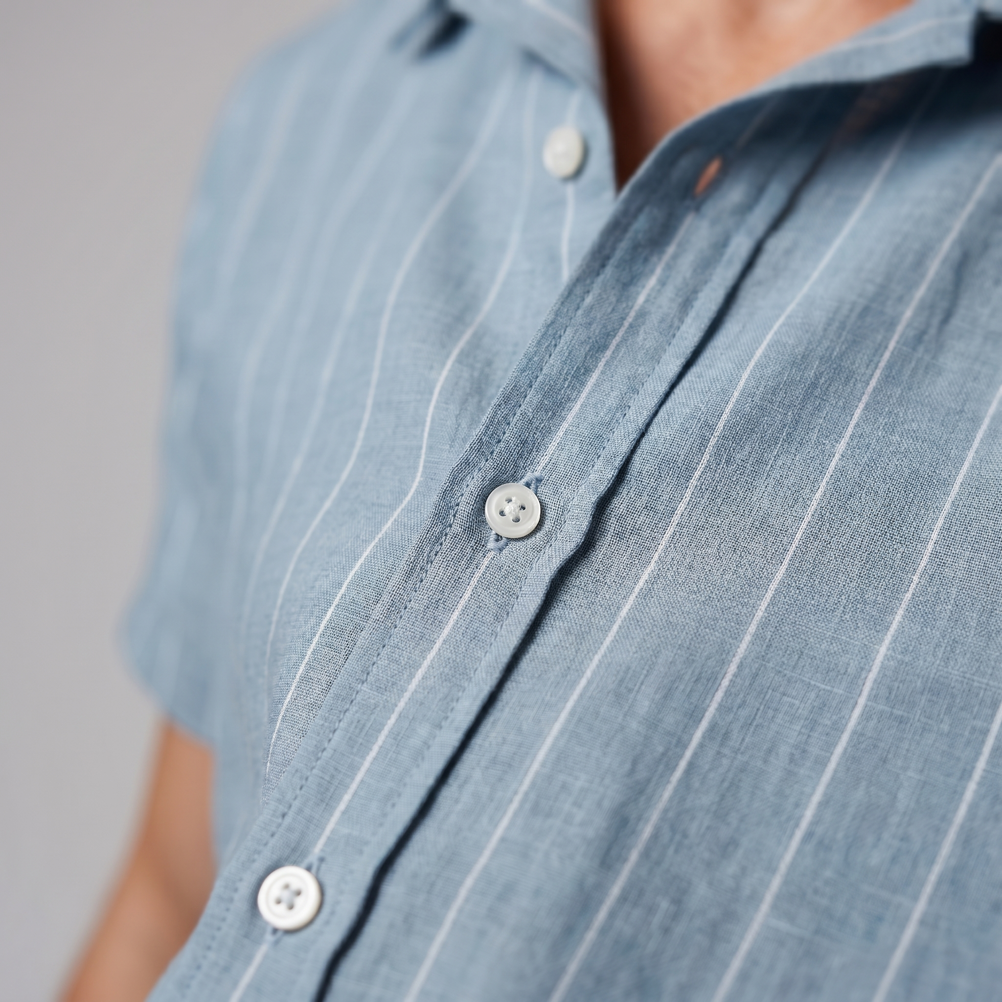 Herren Pinstripe Kurzarm Camp Hemd