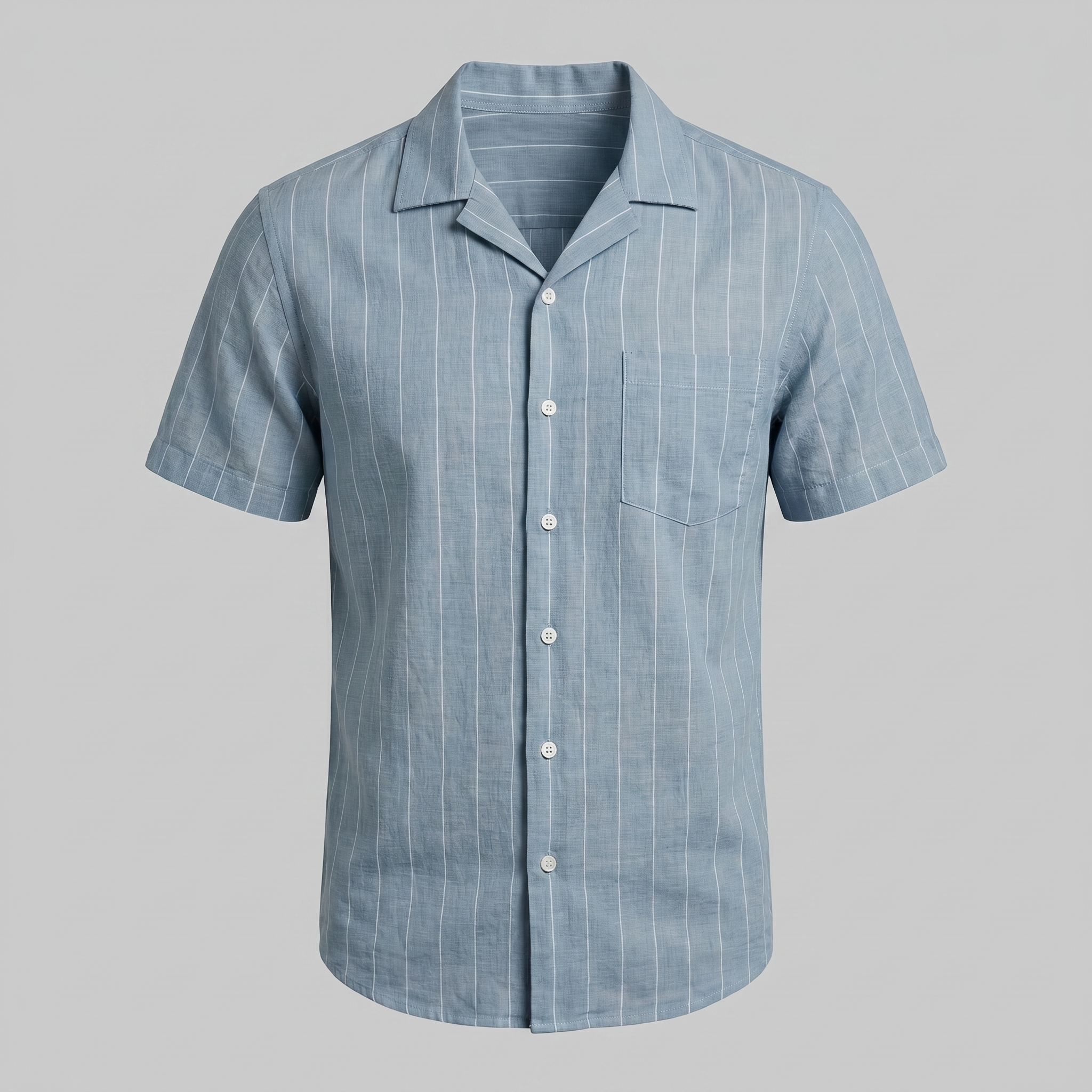 Herren Pinstripe Kurzarm Camp Hemd