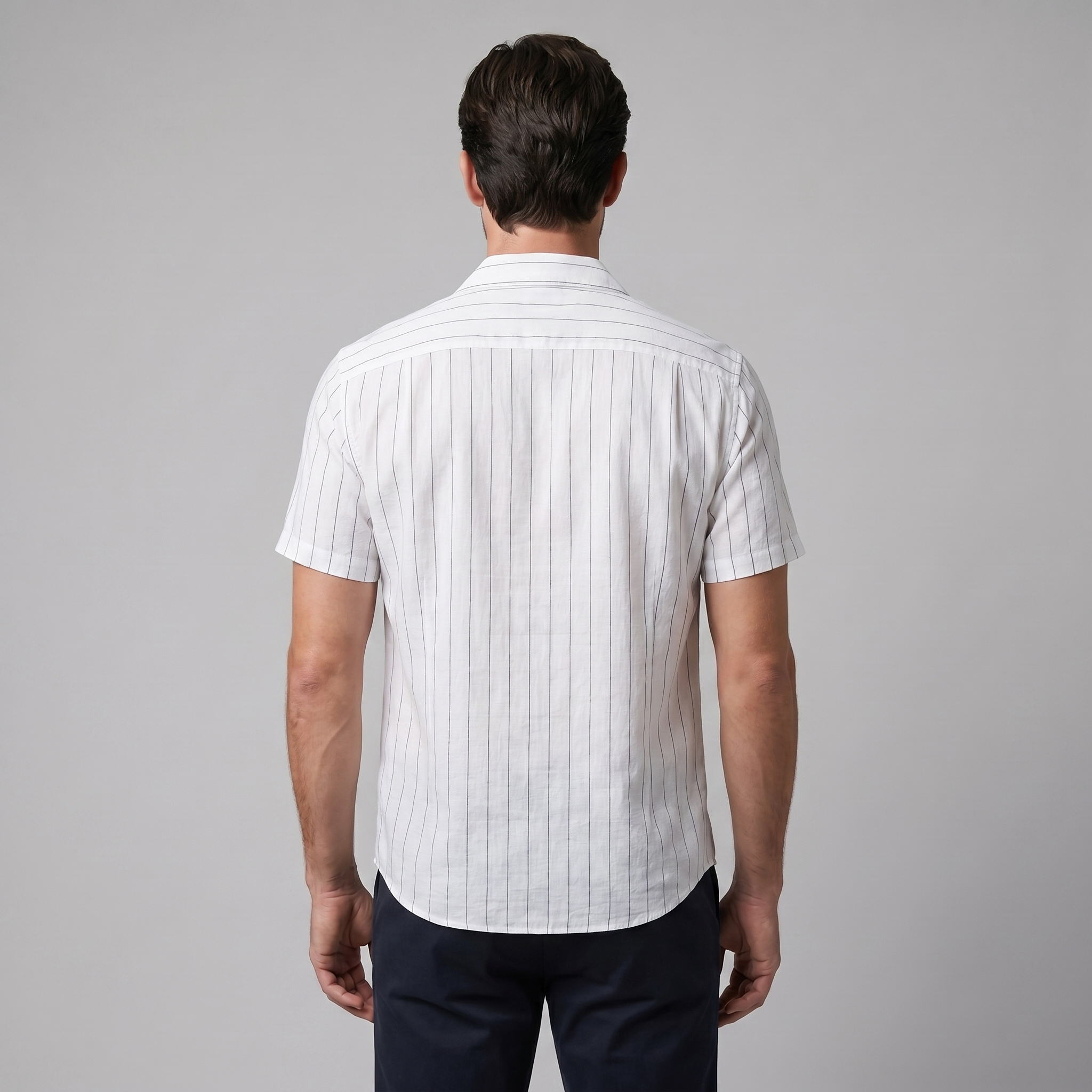 Herren Pinstripe Kurzarm Camp Hemd