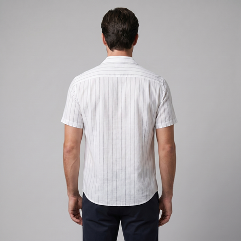 Herren Pinstripe Kurzarm Camp Hemd