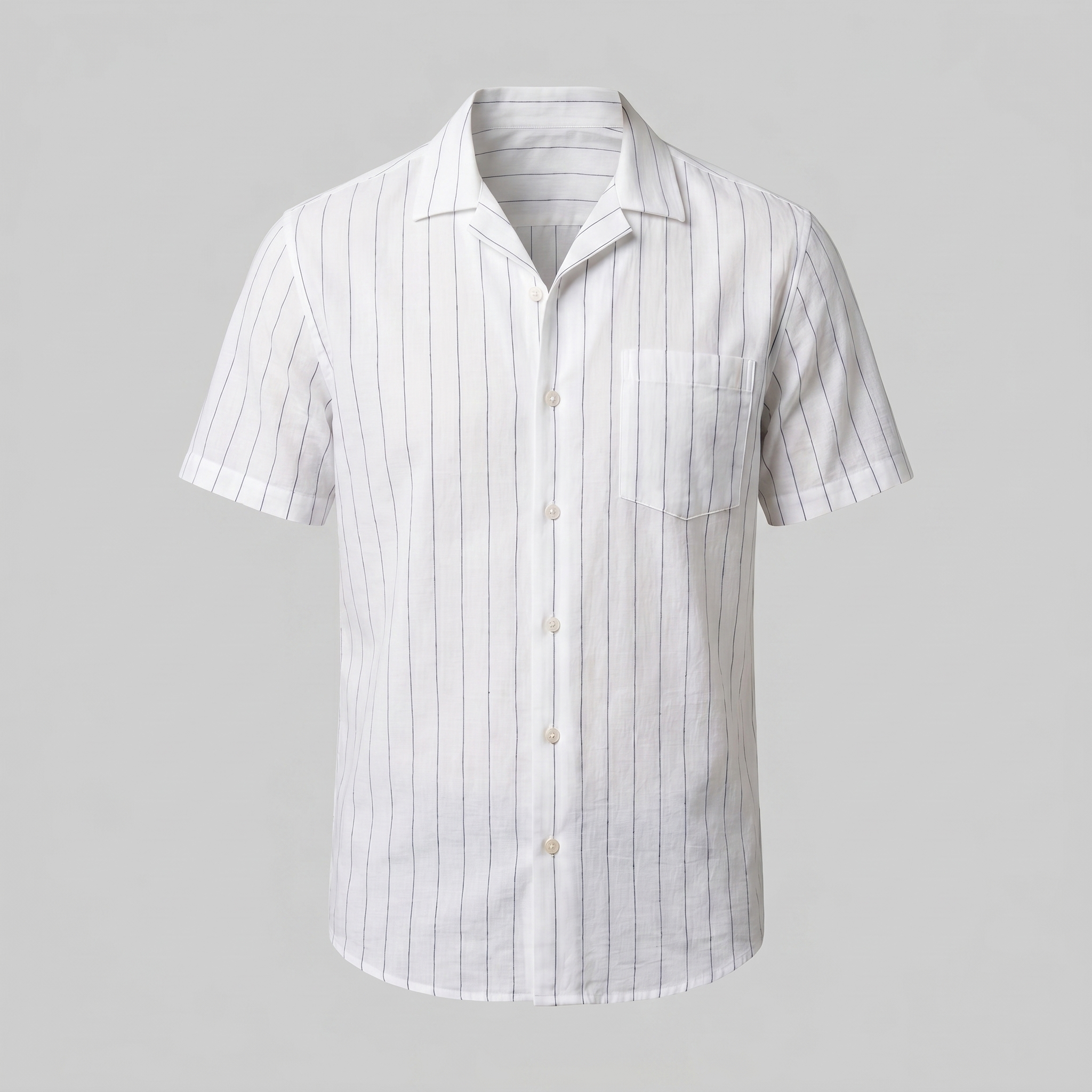 Herren Pinstripe Kurzarm Camp Hemd