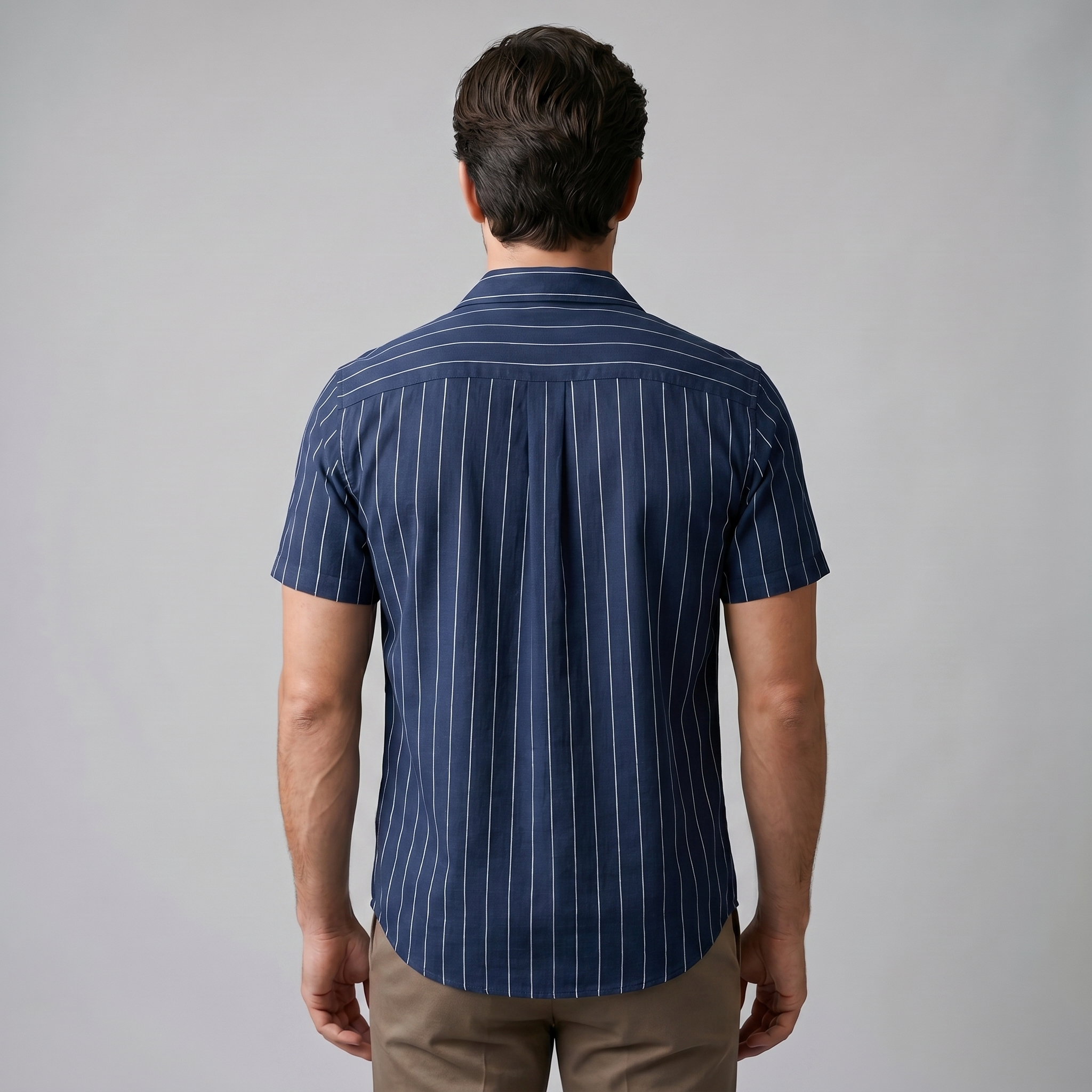 Herren Pinstripe Kurzarm Camp Hemd