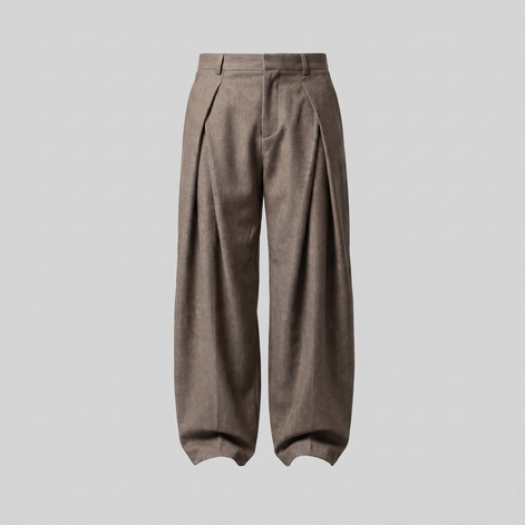 Herren Faltenhose Mit Weitem Bein Taillierte Anzughose