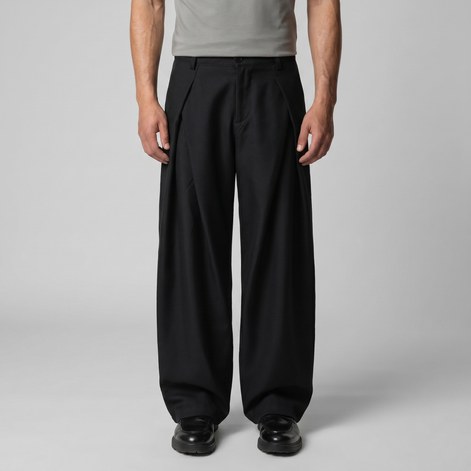 Herren Faltenhose Mit Weitem Bein Taillierte Anzughose