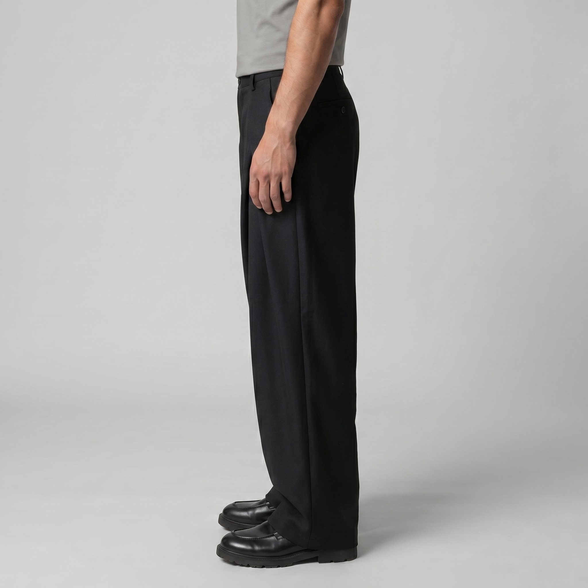 Herren Faltenhose Mit Weitem Bein Taillierte Anzughose