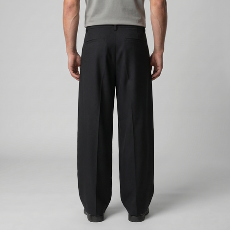 Herren Faltenhose Mit Weitem Bein Taillierte Anzughose