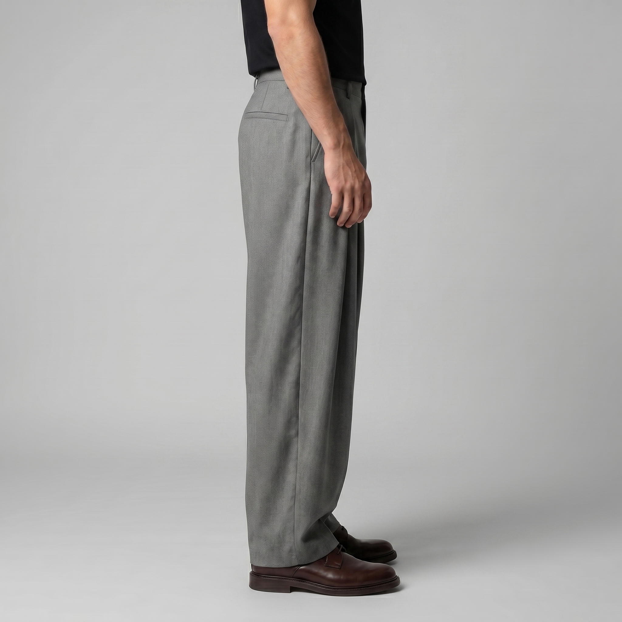 Herren Faltenhose Mit Weitem Bein Taillierte Anzughose