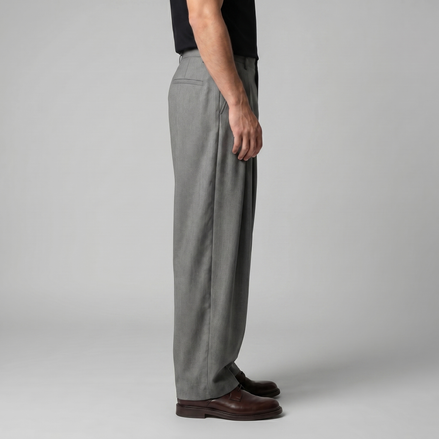 Herren Faltenhose Mit Weitem Bein Taillierte Anzughose