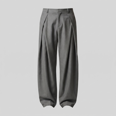 Herren Faltenhose Mit Weitem Bein Taillierte Anzughose