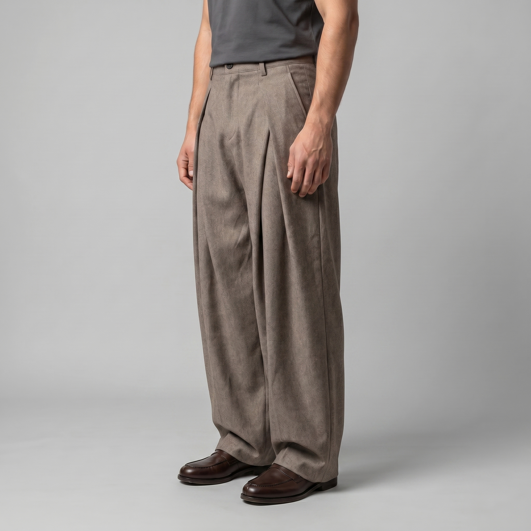 Herren Faltenhose Mit Weitem Bein Taillierte Anzughose
