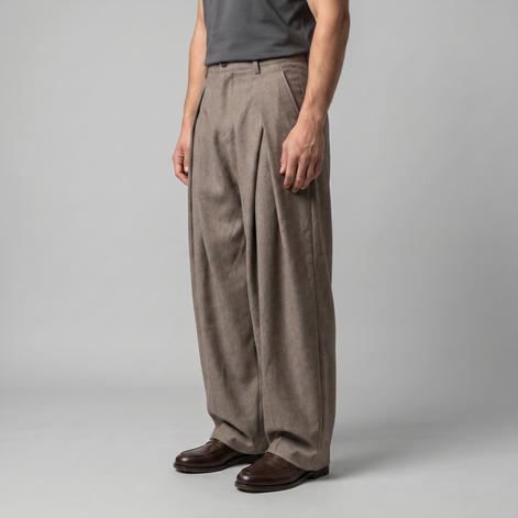Herren Faltenhose Mit Weitem Bein Taillierte Anzughose