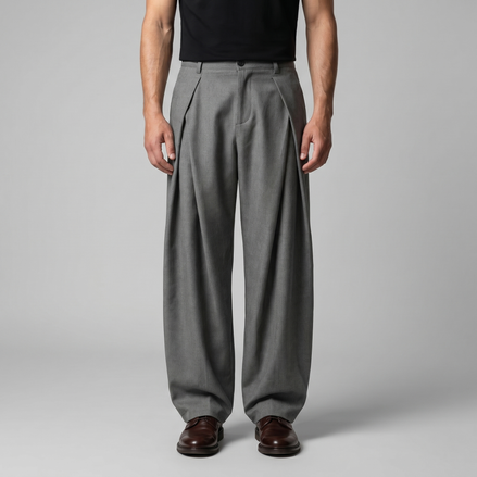 Herren Faltenhose Mit Weitem Bein Taillierte Anzughose