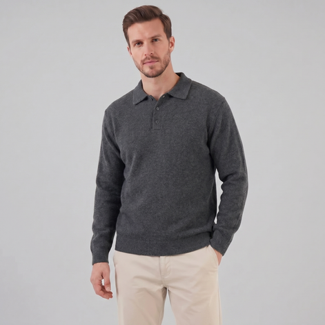 Herren Polo Kragen Strickpullover
