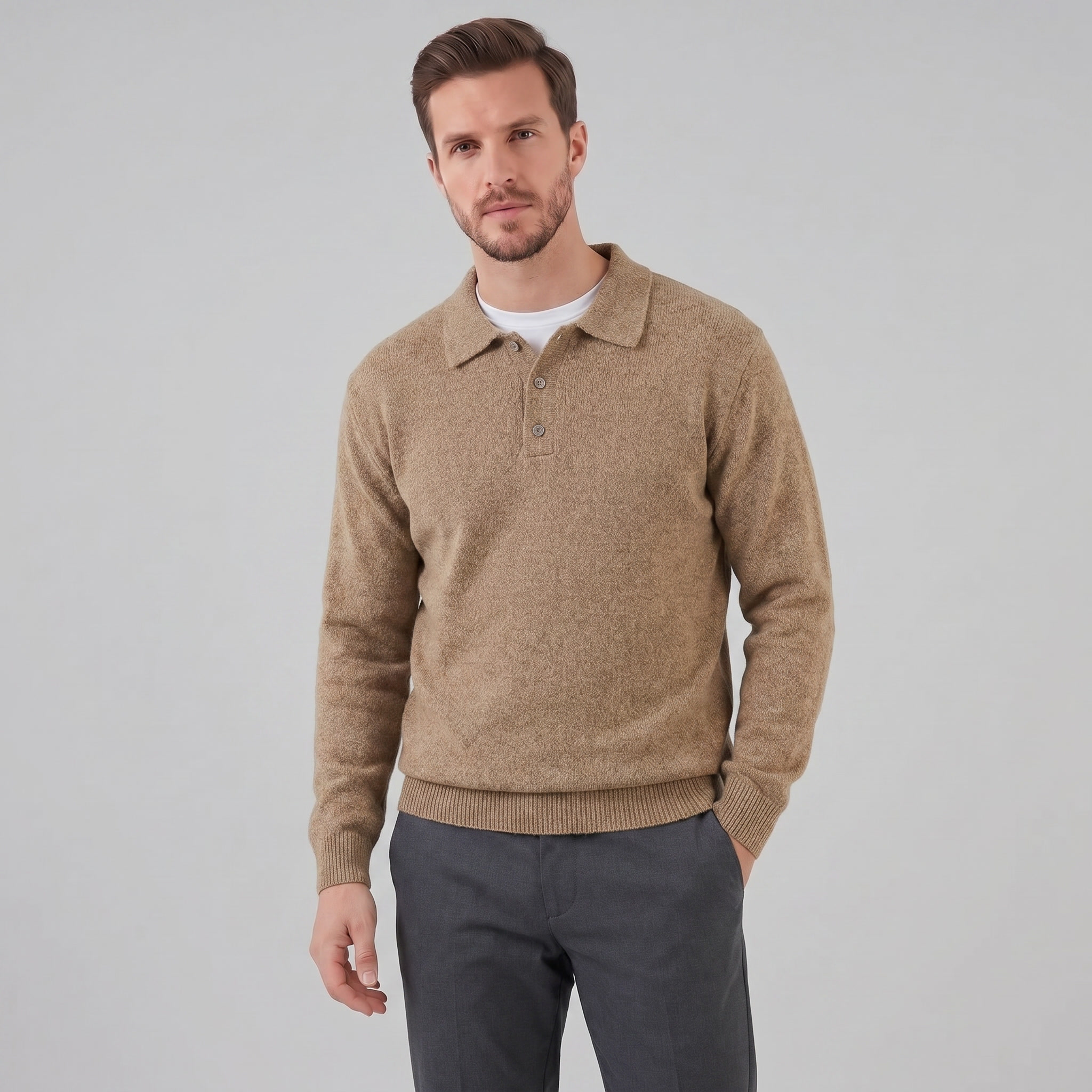 Herren Polo Kragen Strickpullover