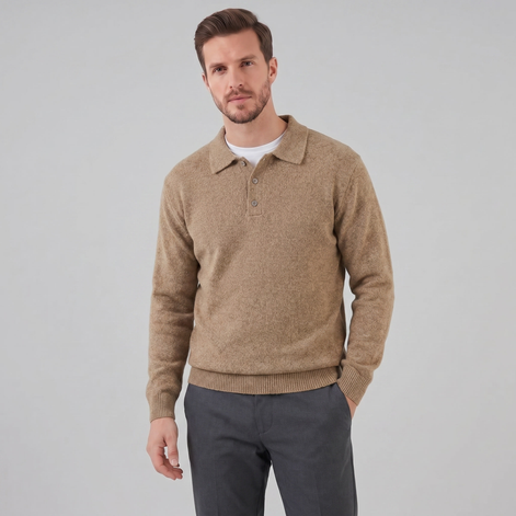 Herren Polo Kragen Strickpullover