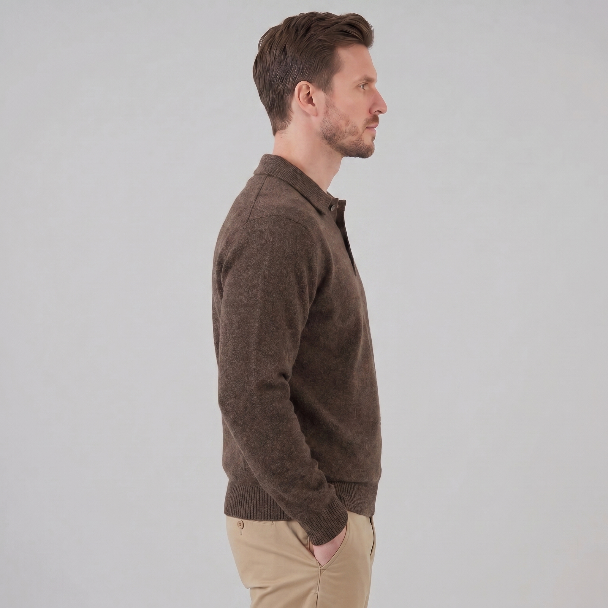 Herren Polo Kragen Strickpullover