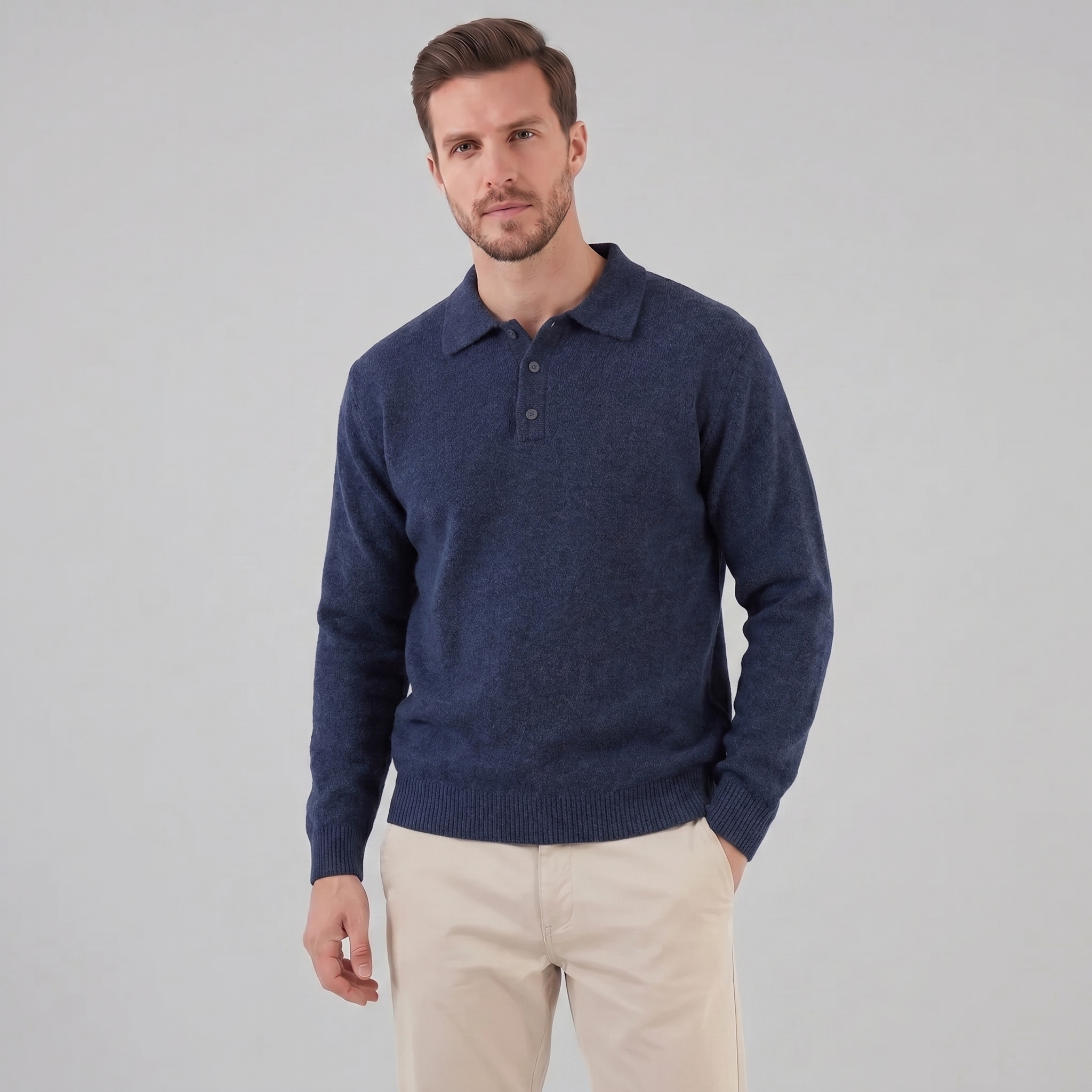 Herren Polo Kragen Strickpullover