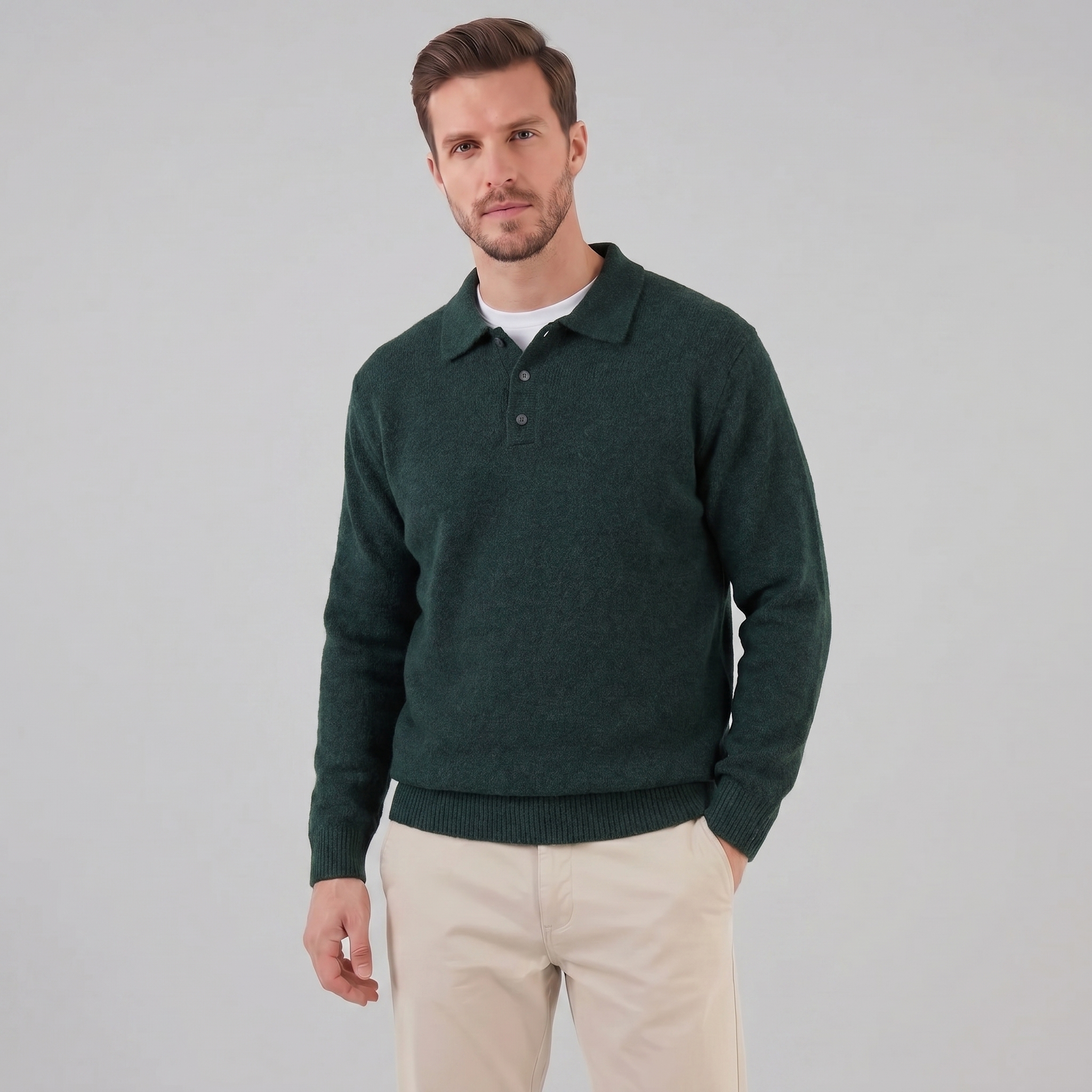Herren Polo Kragen Strickpullover
