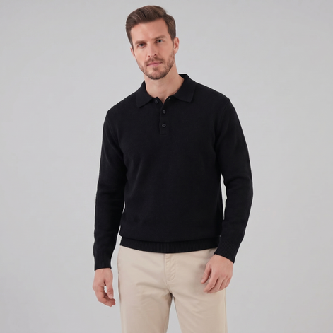 Herren Polo Kragen Strickpullover