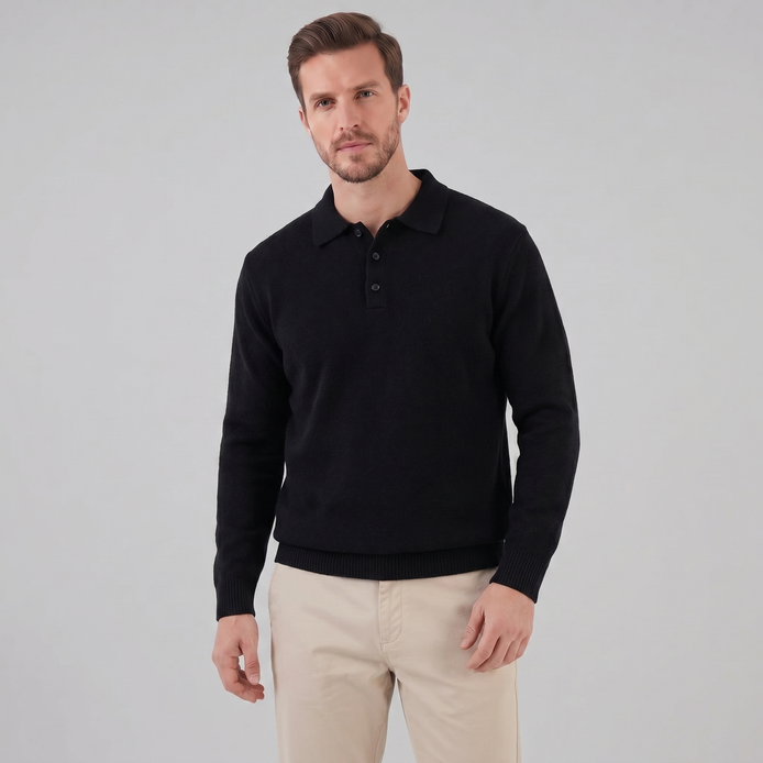 Herren Polo Kragen Strickpullover