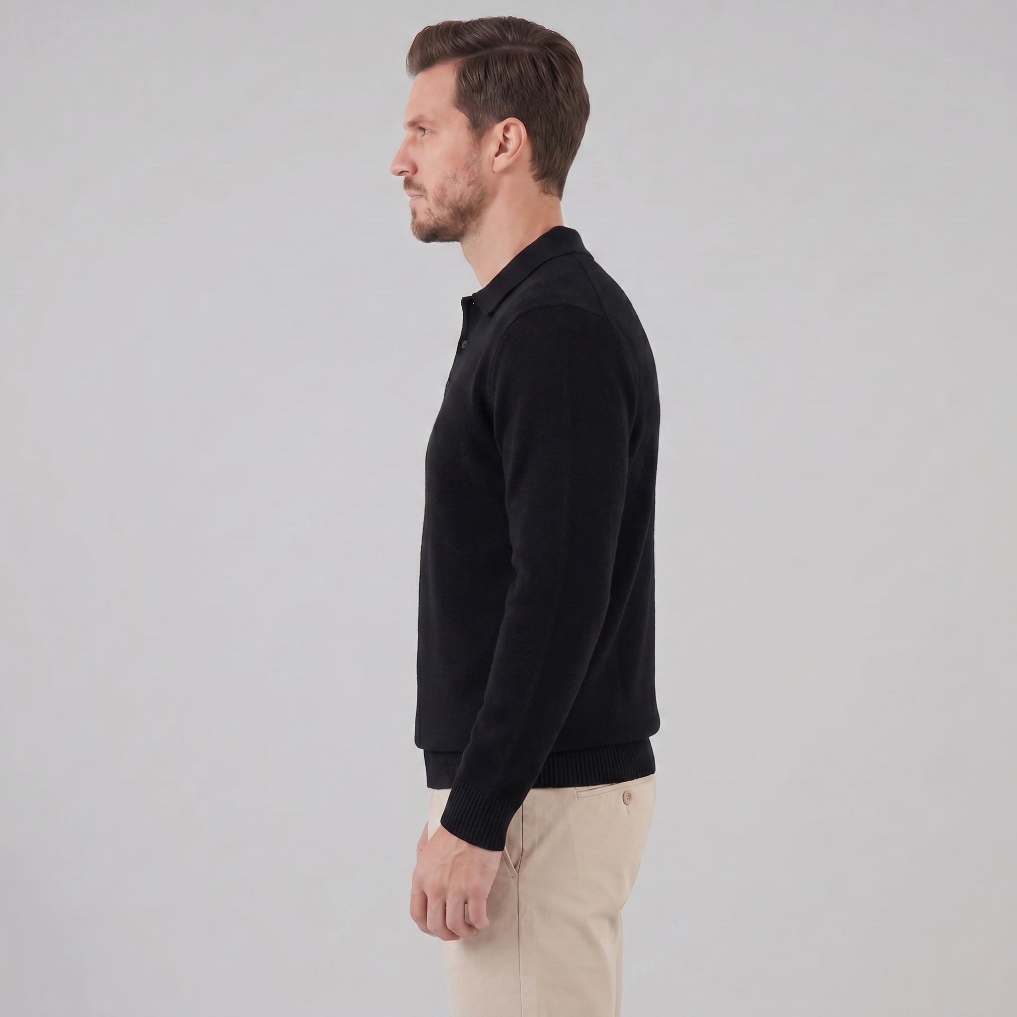Herren Polo Kragen Strickpullover