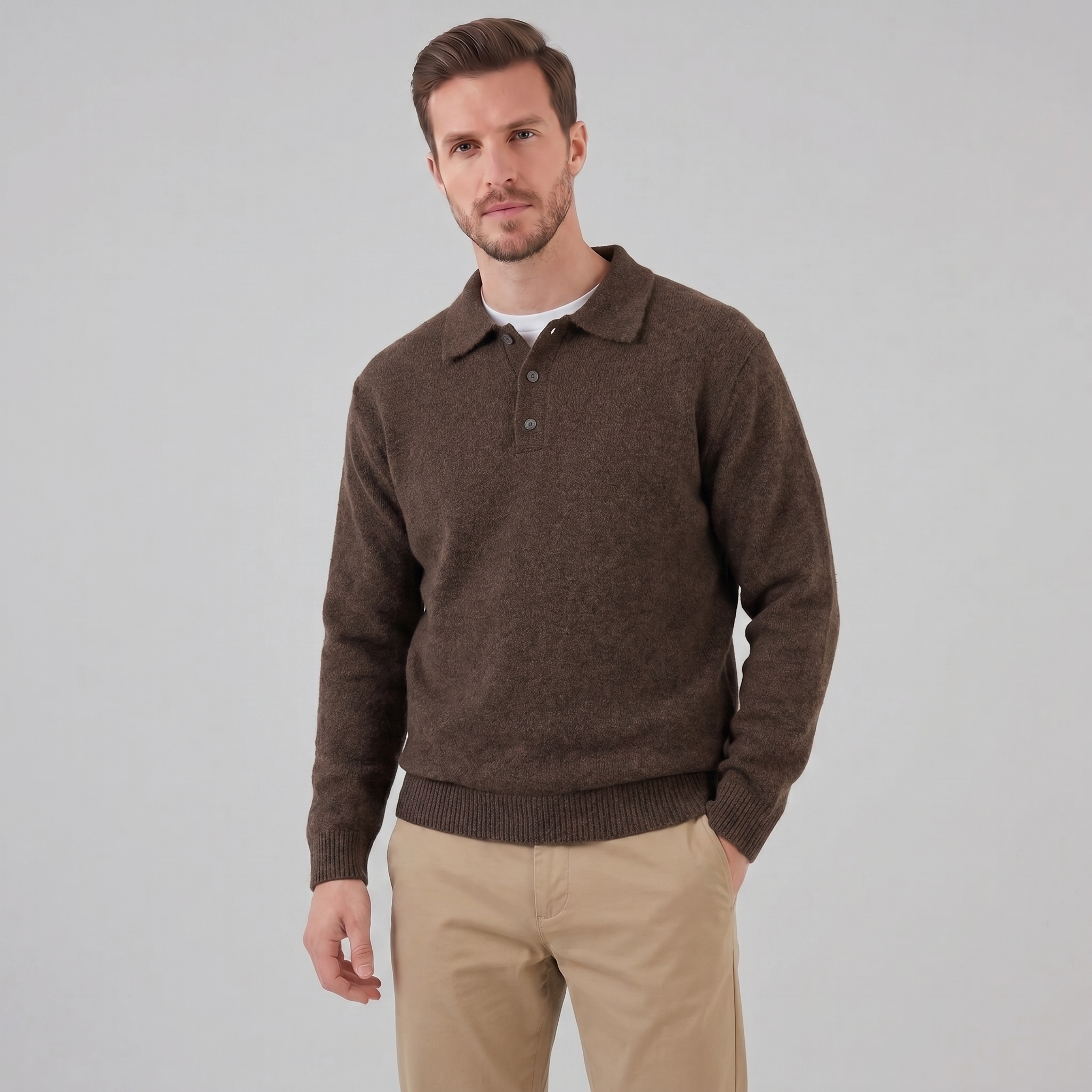 Herren Polo Kragen Strickpullover