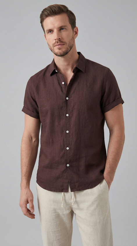 Herren Polohemd und Leinenhose Set