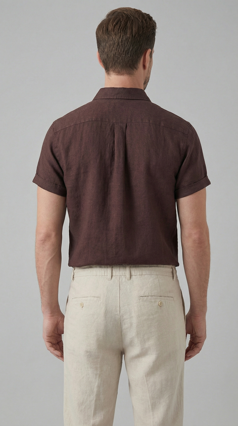 Herren Polohemd und Leinenhose Set