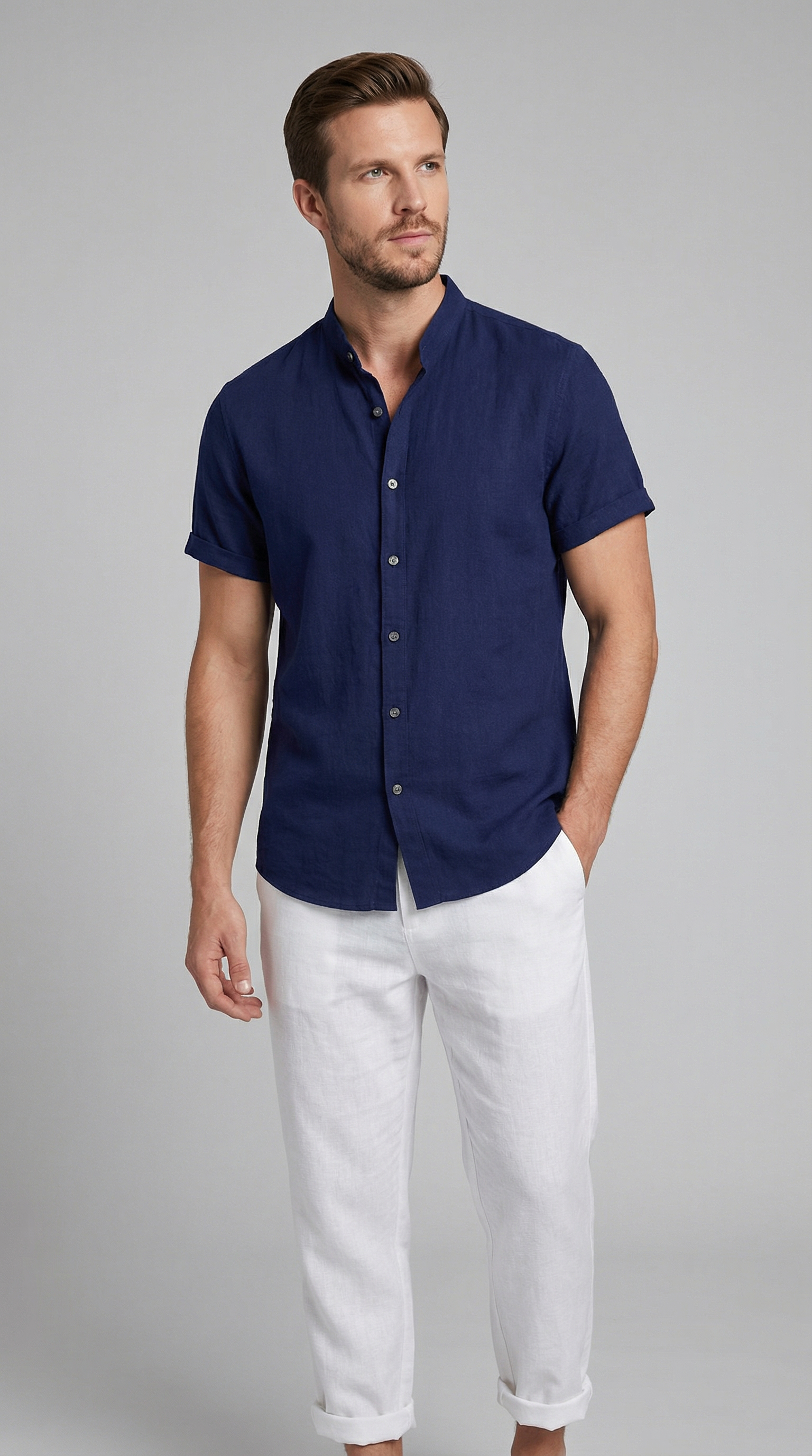 Herren Polohemd und Leinenhose Set