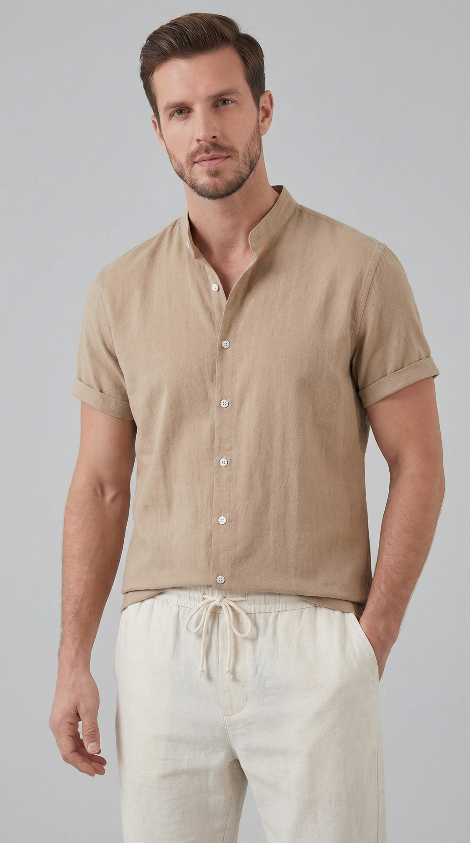 Herren Polohemd und Leinenhose Set
