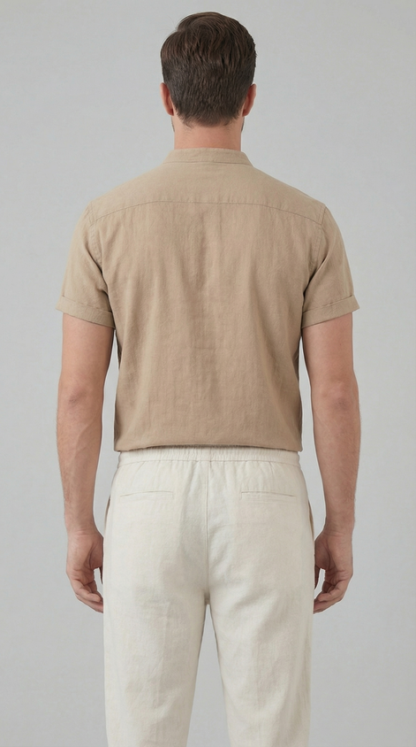 Herren Polohemd und Leinenhose Set