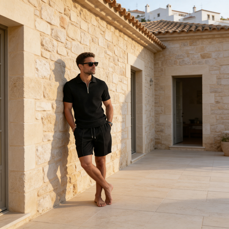 Herren Polohemd und Shorts Set