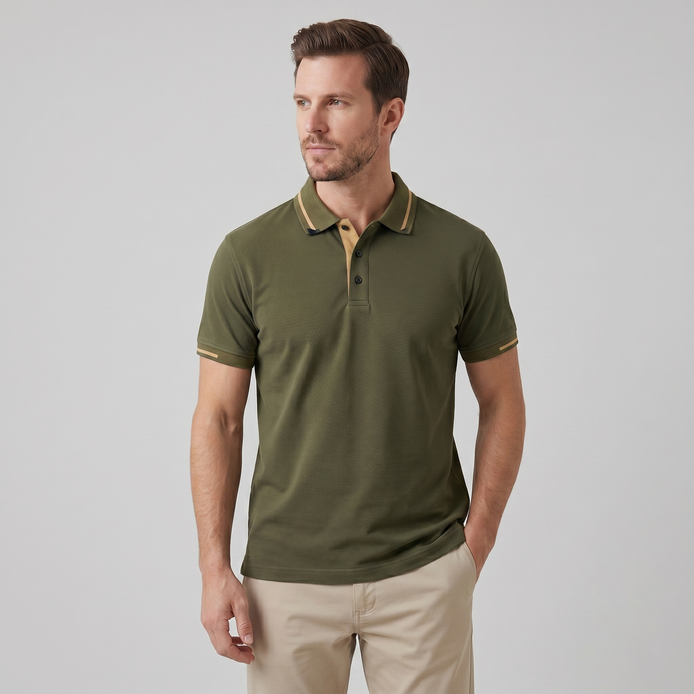 Herren Poloshirt Mit Kontrasttrim