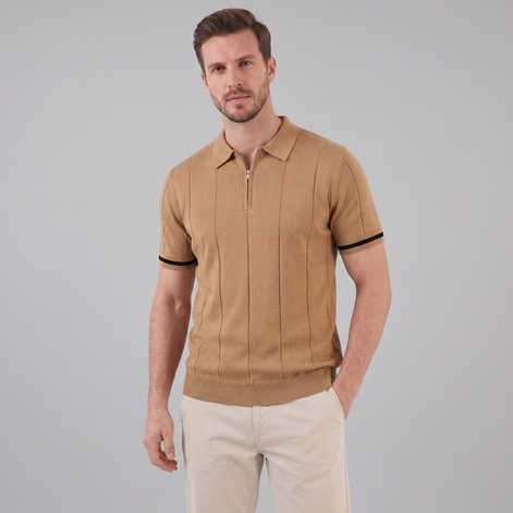 Herren Polohemd mit Reißverschluss-Kragen