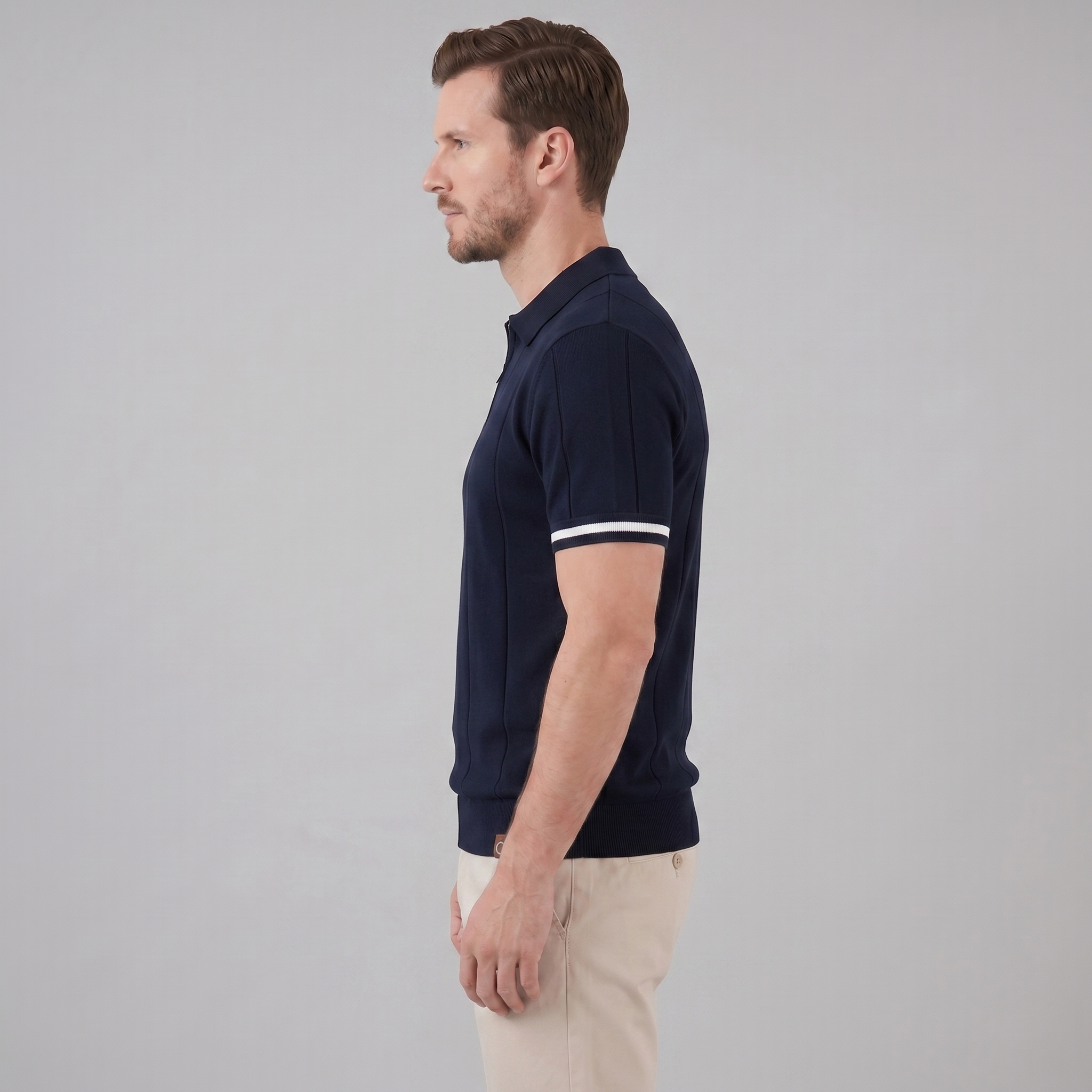 Herren Polohemd mit Reißverschluss-Kragen