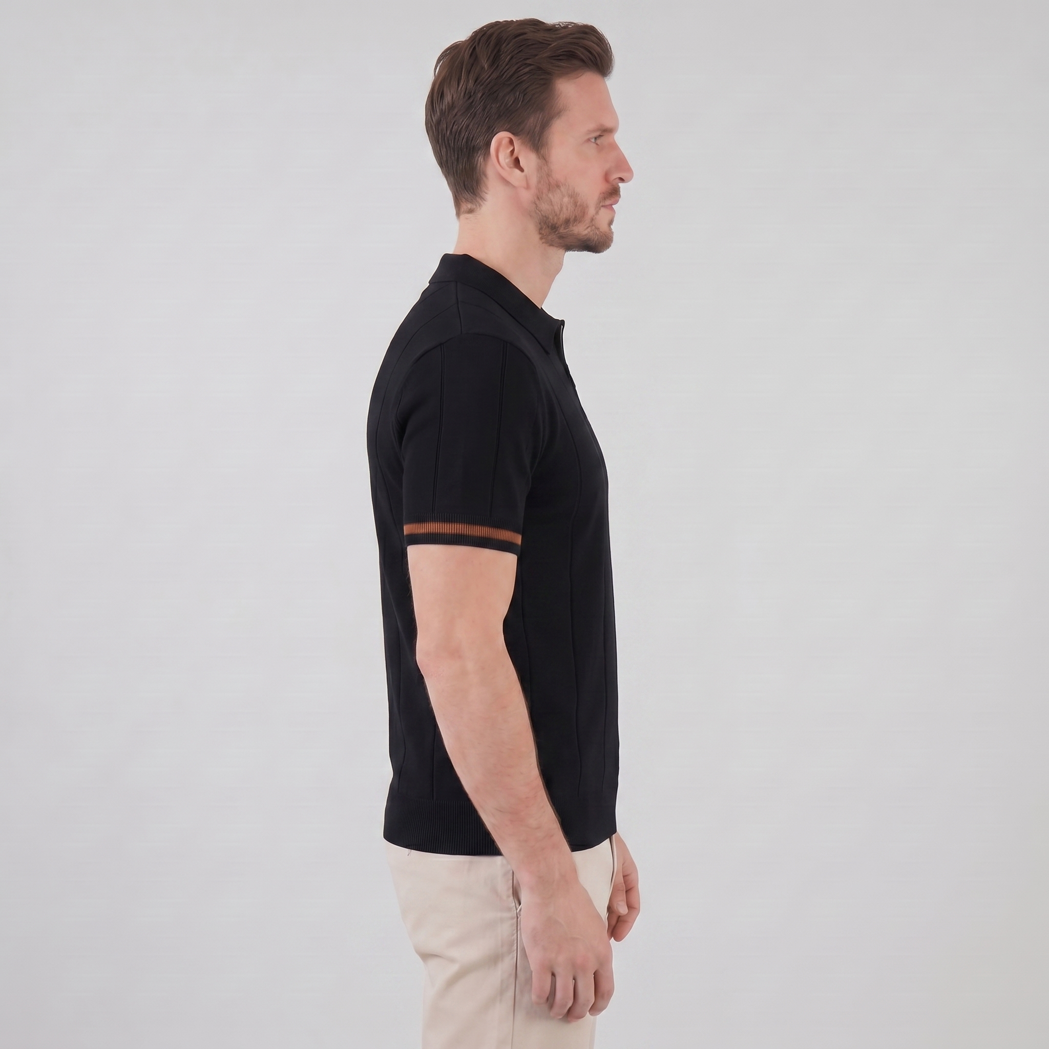 Herren Polohemd mit Reißverschluss-Kragen