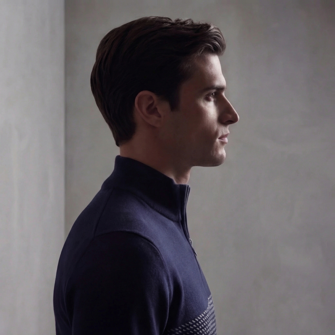 Herren Quarter-Zip Pullover Mit Streifen Detail