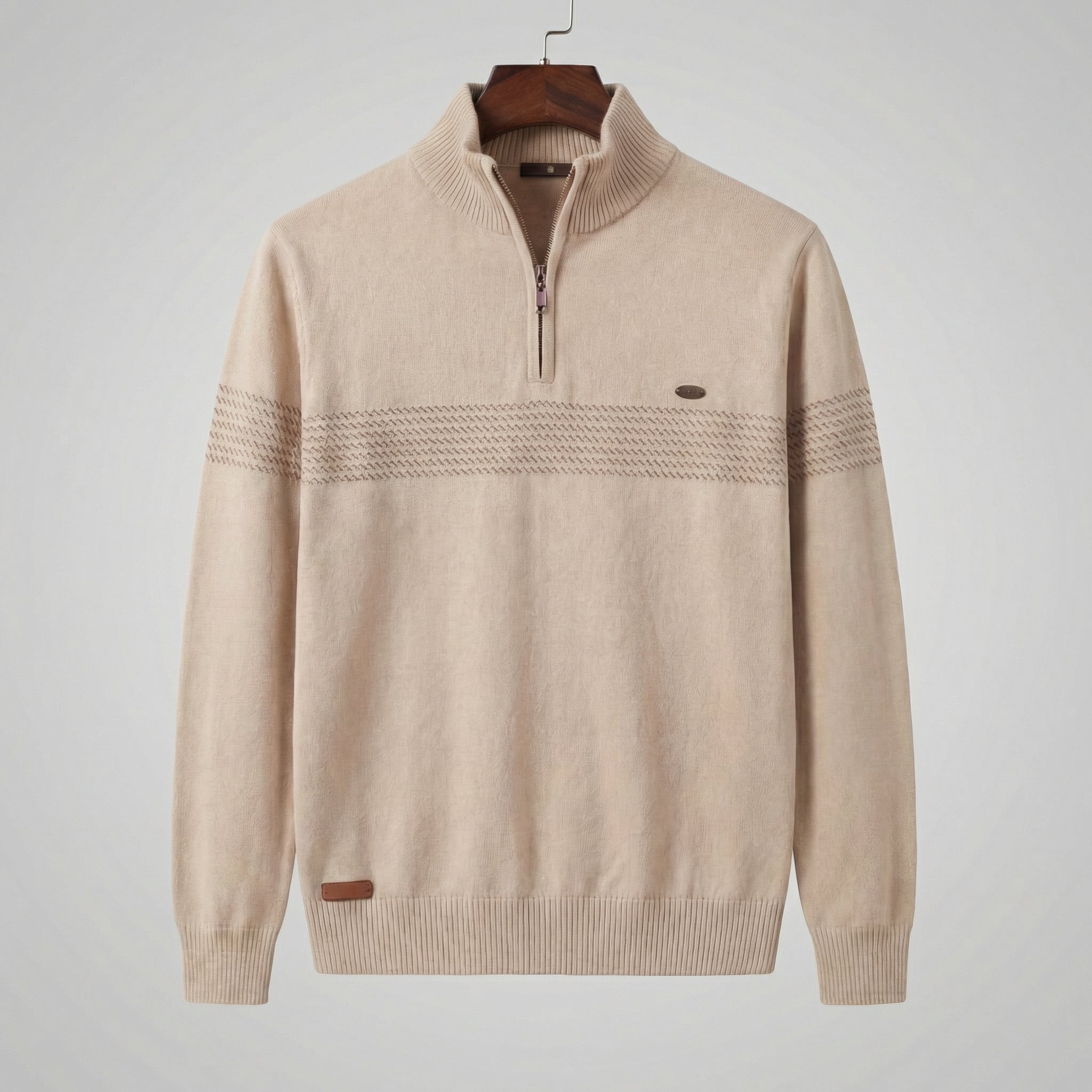 Herren Quarter-Zip Pullover Mit Streifen Detail