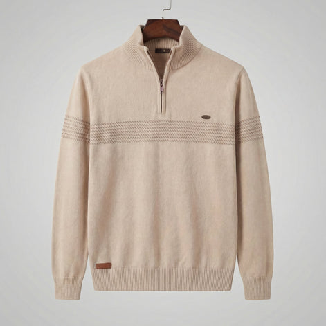 Herren Quarter-Zip Pullover Mit Streifen Detail