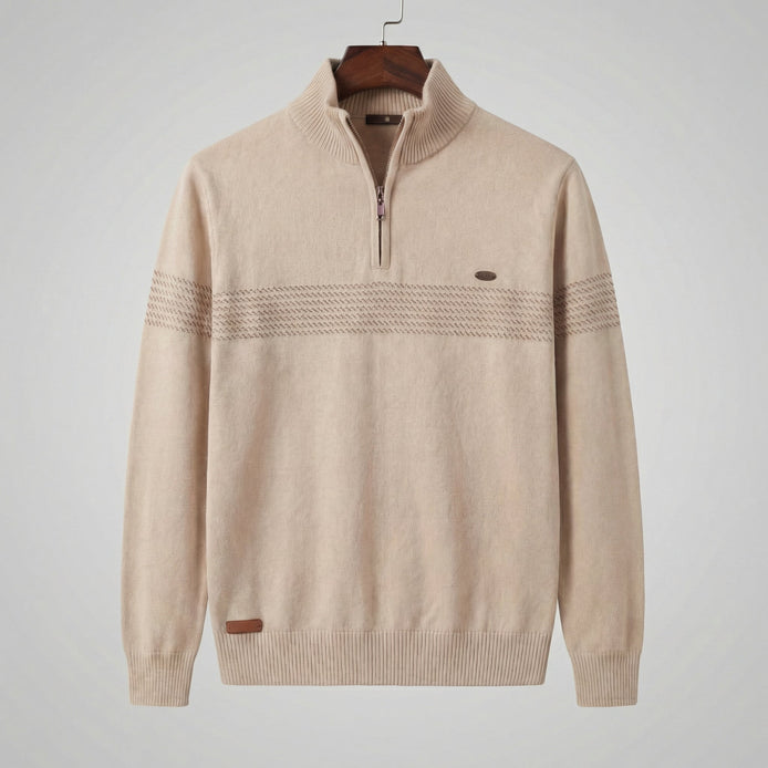Herren Quarter-Zip Pullover Mit Streifen Detail