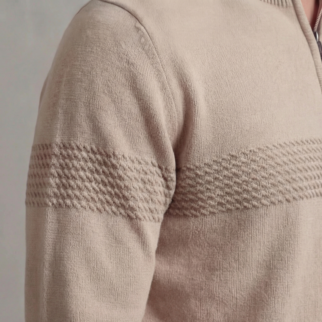 Herren Quarter-Zip Pullover Mit Streifen Detail