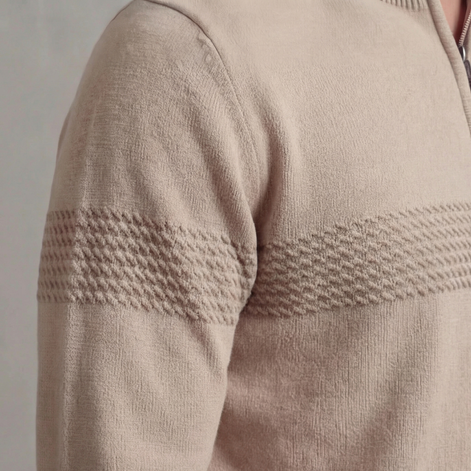 Herren Quarter-Zip Pullover Mit Streifen Detail