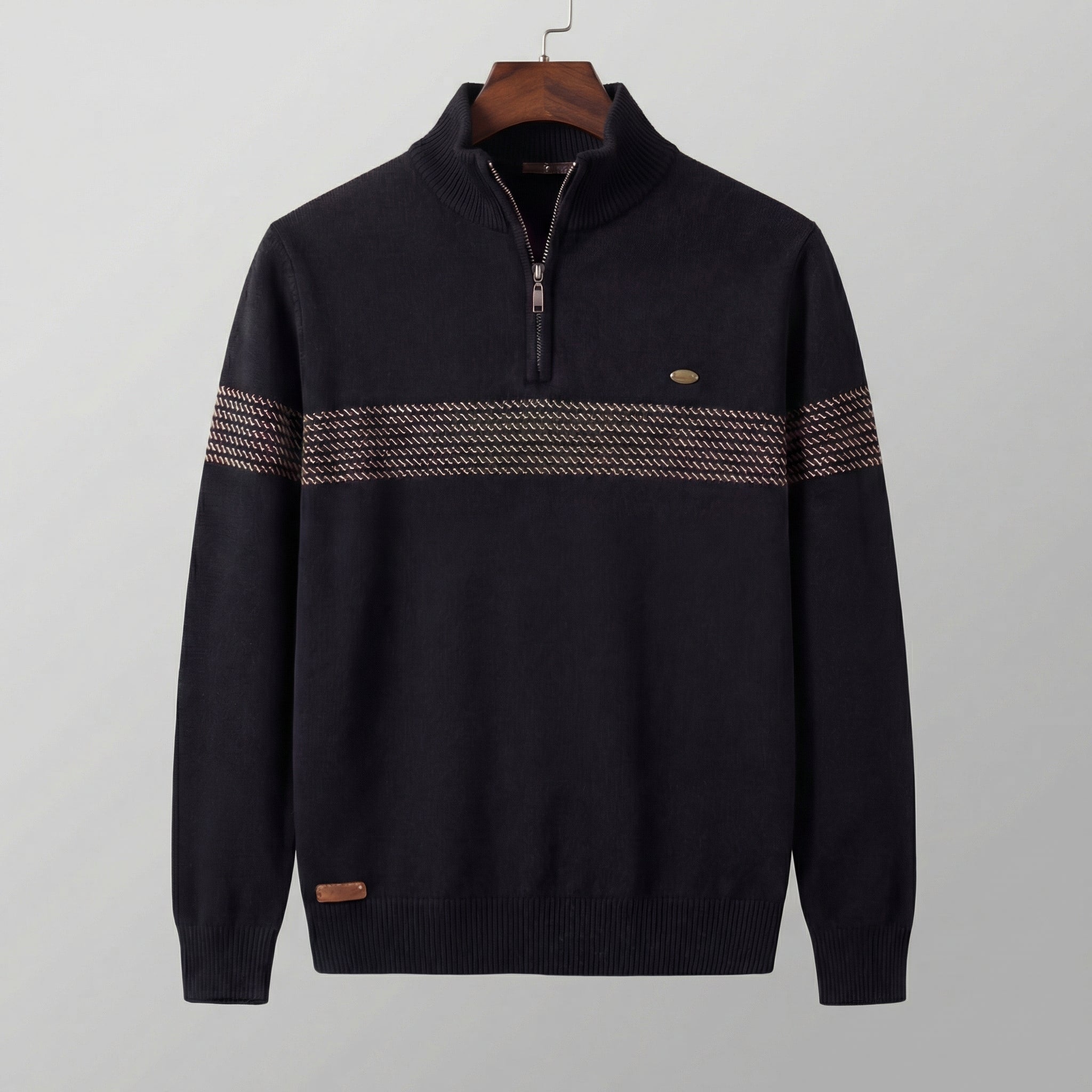 Herren Quarter-Zip Pullover Mit Streifen Detail