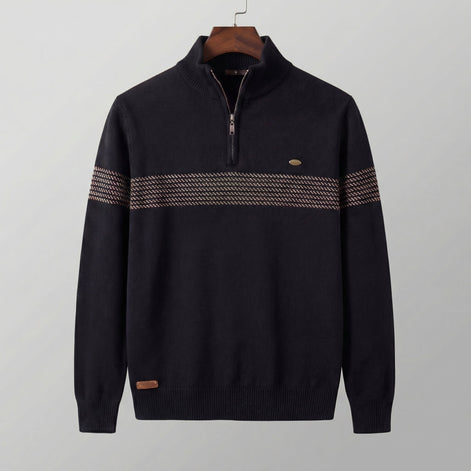 Herren Quarter-Zip Pullover Mit Streifen Detail