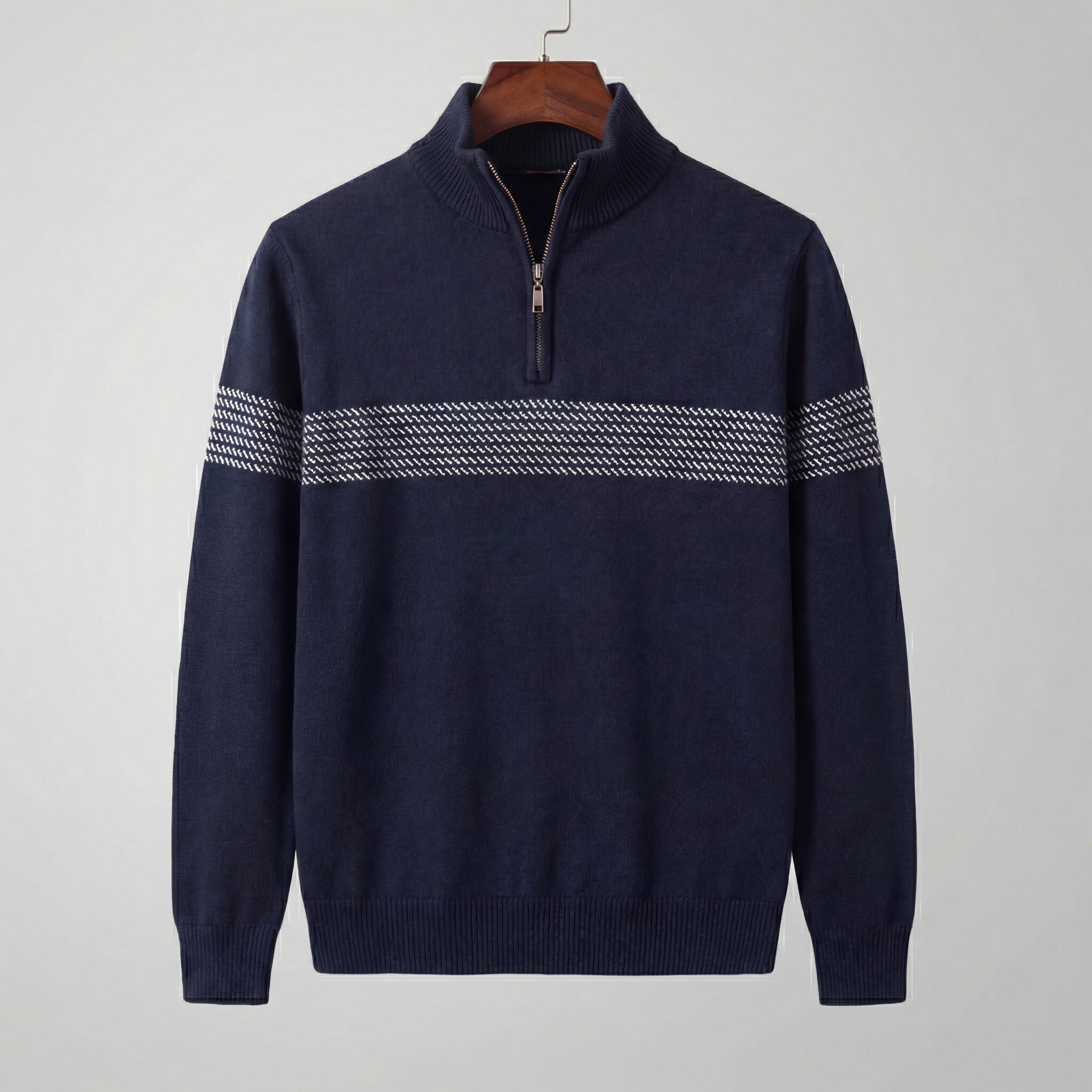 Herren Quarter-Zip Pullover Mit Streifen Detail